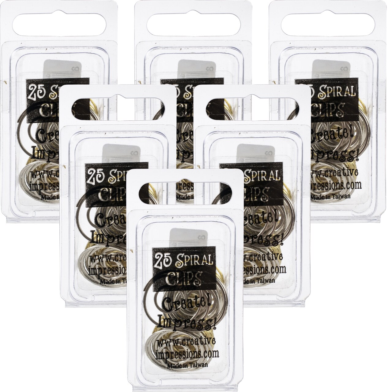 Multipack of 6 - Metal Spiral Clips .75" 25/Pkg-Gold & Silver